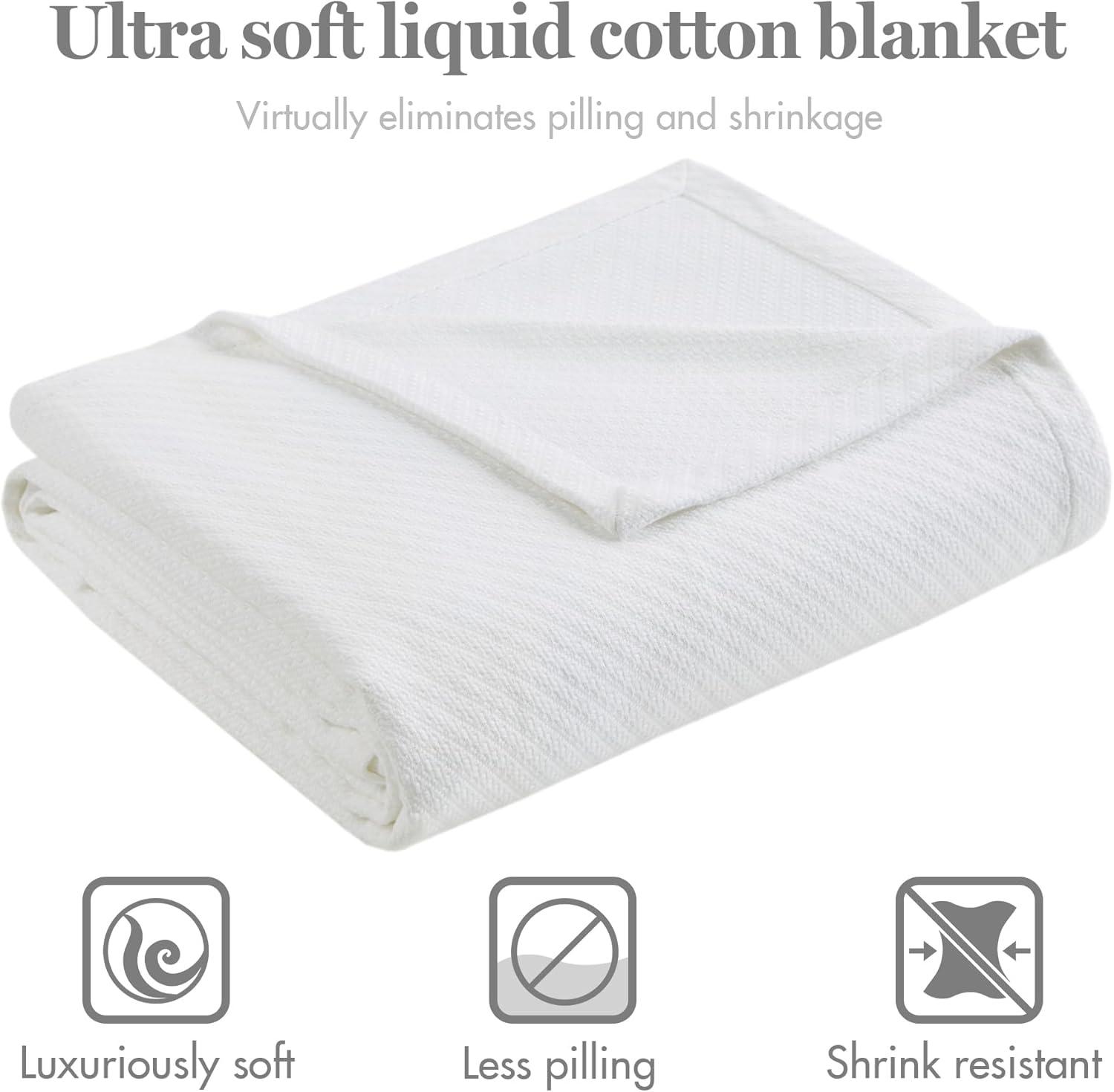 Madison Park Bed Blanket Liquid Cotton Twin White: Lightweight, Year-Round Comfort, OEKO-TEX Certified