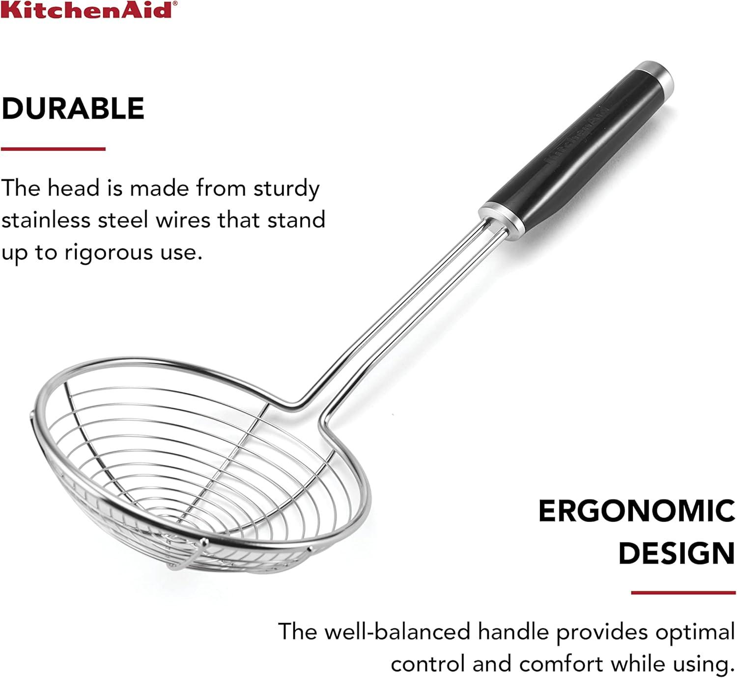 KitchenAid Black Stainless Steel Asian Strainer