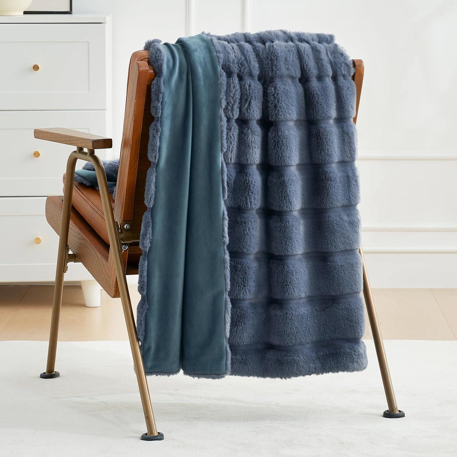 Cozy Bliss Soft Faux Fur Throw Blanket Plush Winter Blanket