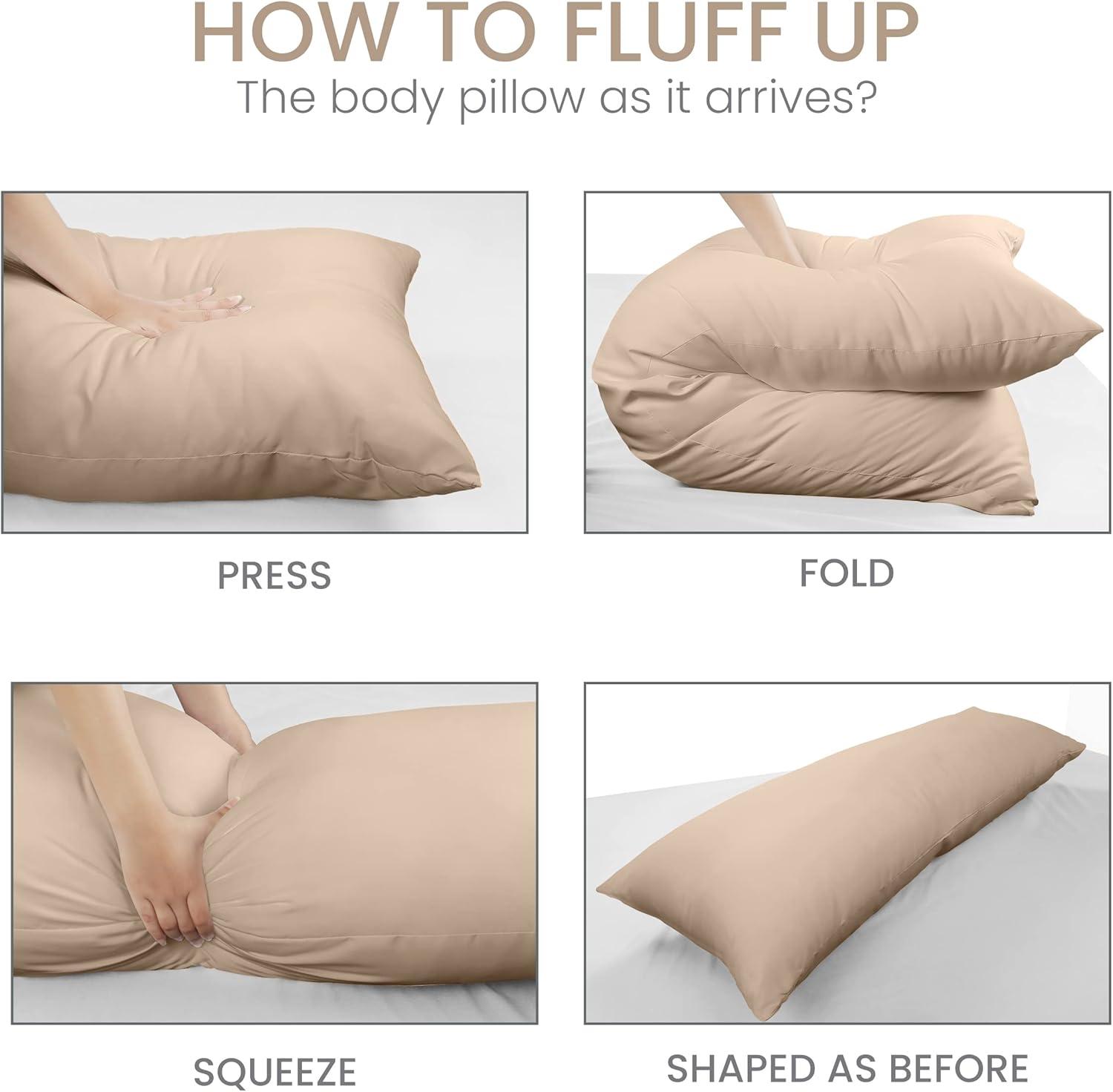 Beige Polyester Full Body Pillow for Side Sleepers