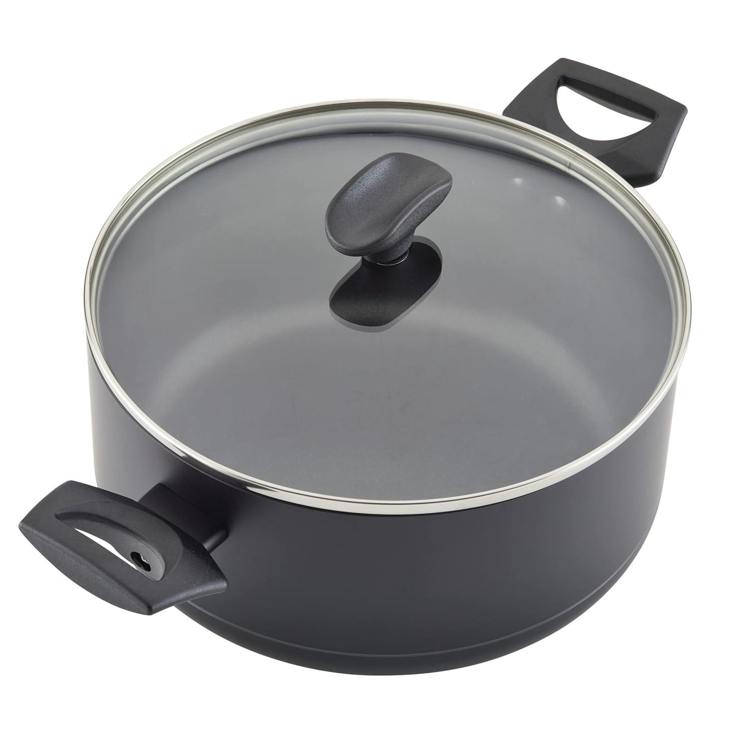 Farberware Farberware Power Base Nonstick Cookware Pots And Pan Set With Cooking Kitchen Utensils, 12 Piece, Matte Black
