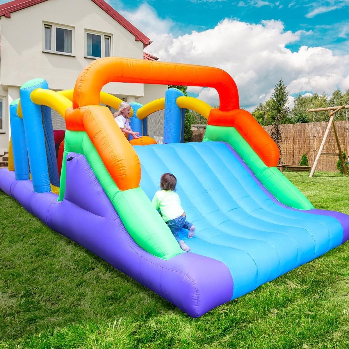 Colorful Inflatable Obstacle Course Bounce House with Slide