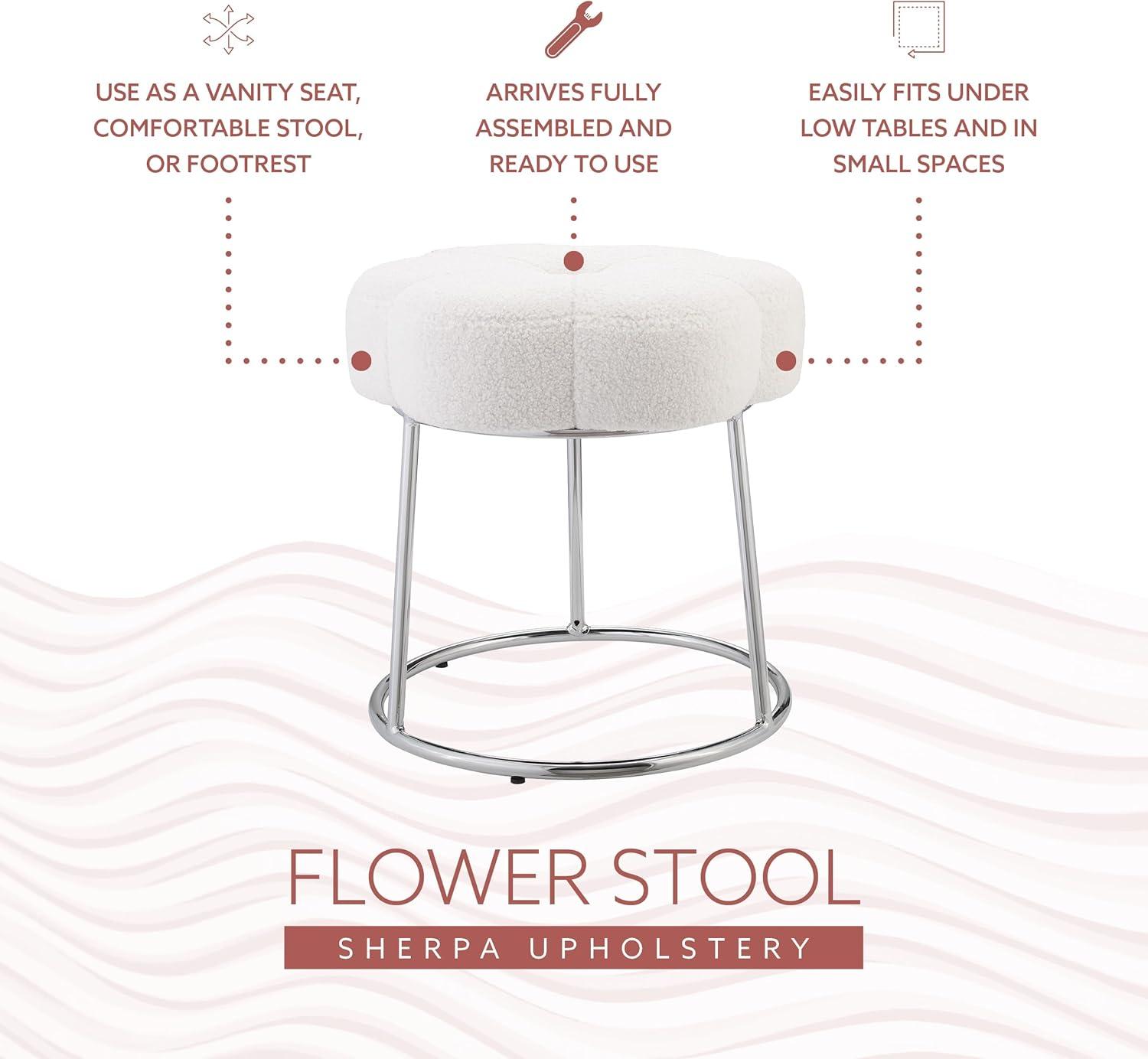 Ciara Flower Cushioned Vanity Stool