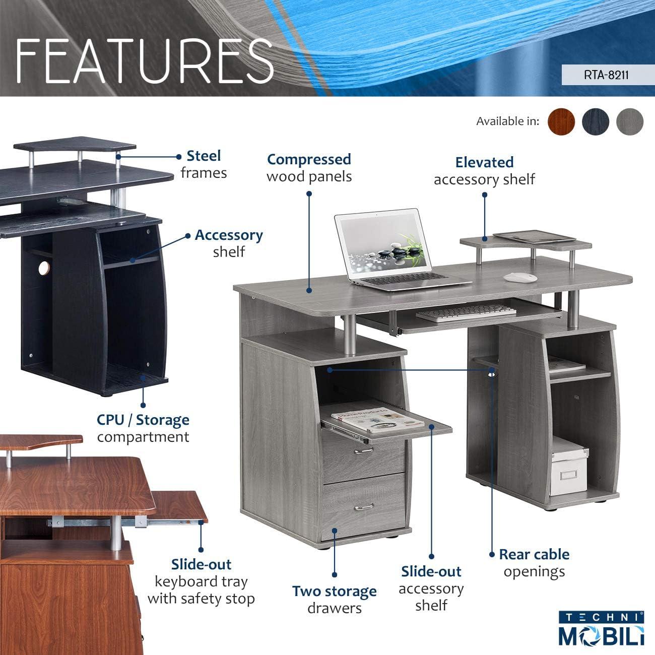 Hokku Designs Techni Mobili Complete Computer Workstation Desk With Storage