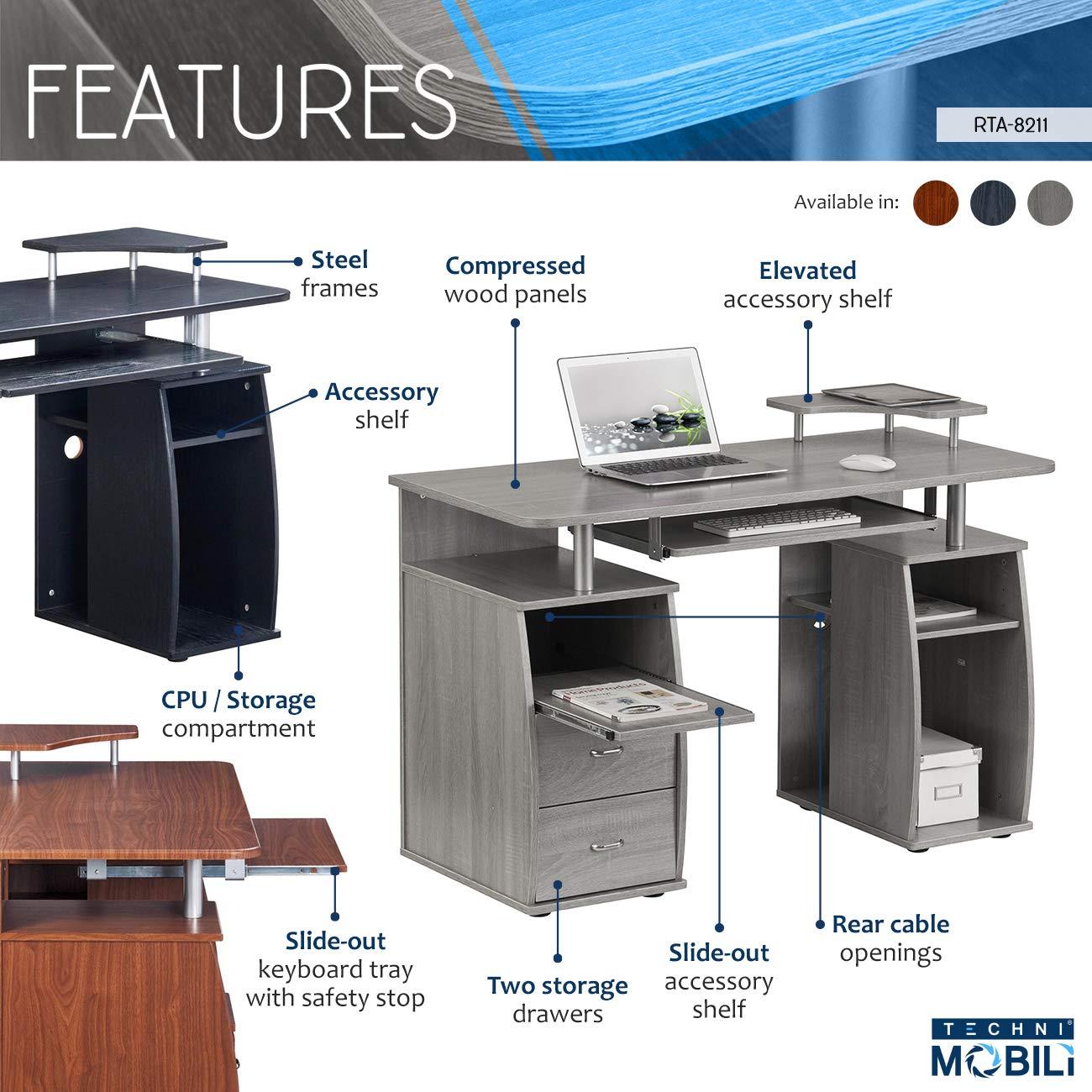 Hokku Designs Techni Mobili Complete Computer Workstation Desk With Storage