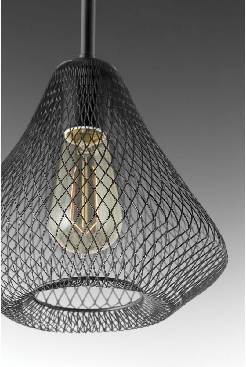 Antique Bronze Steel Mesh Mini-Pendant with Open Cage Design