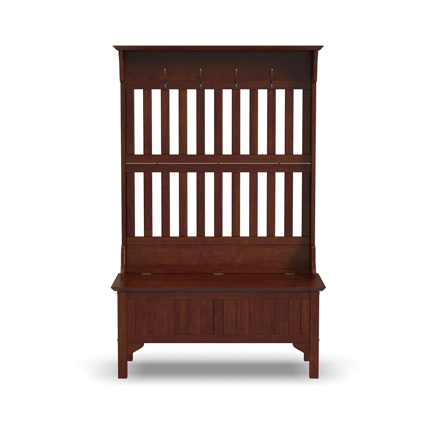 Homestyles General Line Hardwood Hall Tree with Lift-Up Storage Seat in Cherry