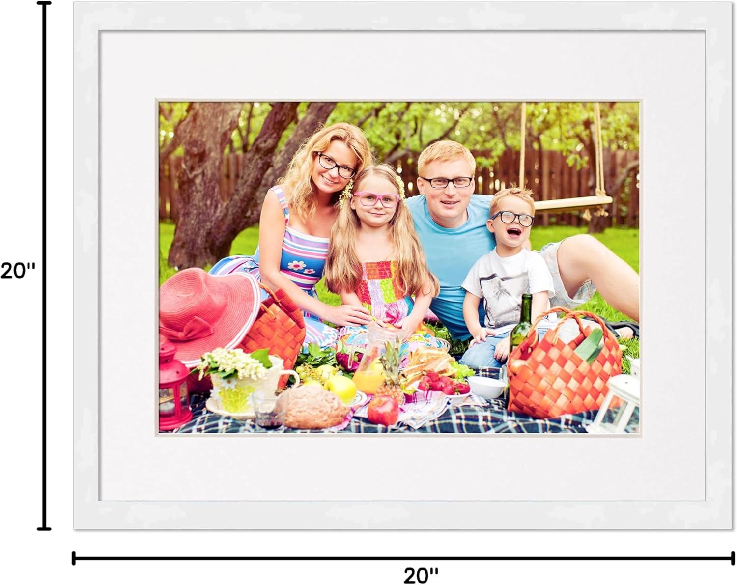 Classic White Wood 20x20 Picture Frame with UV Acrylic