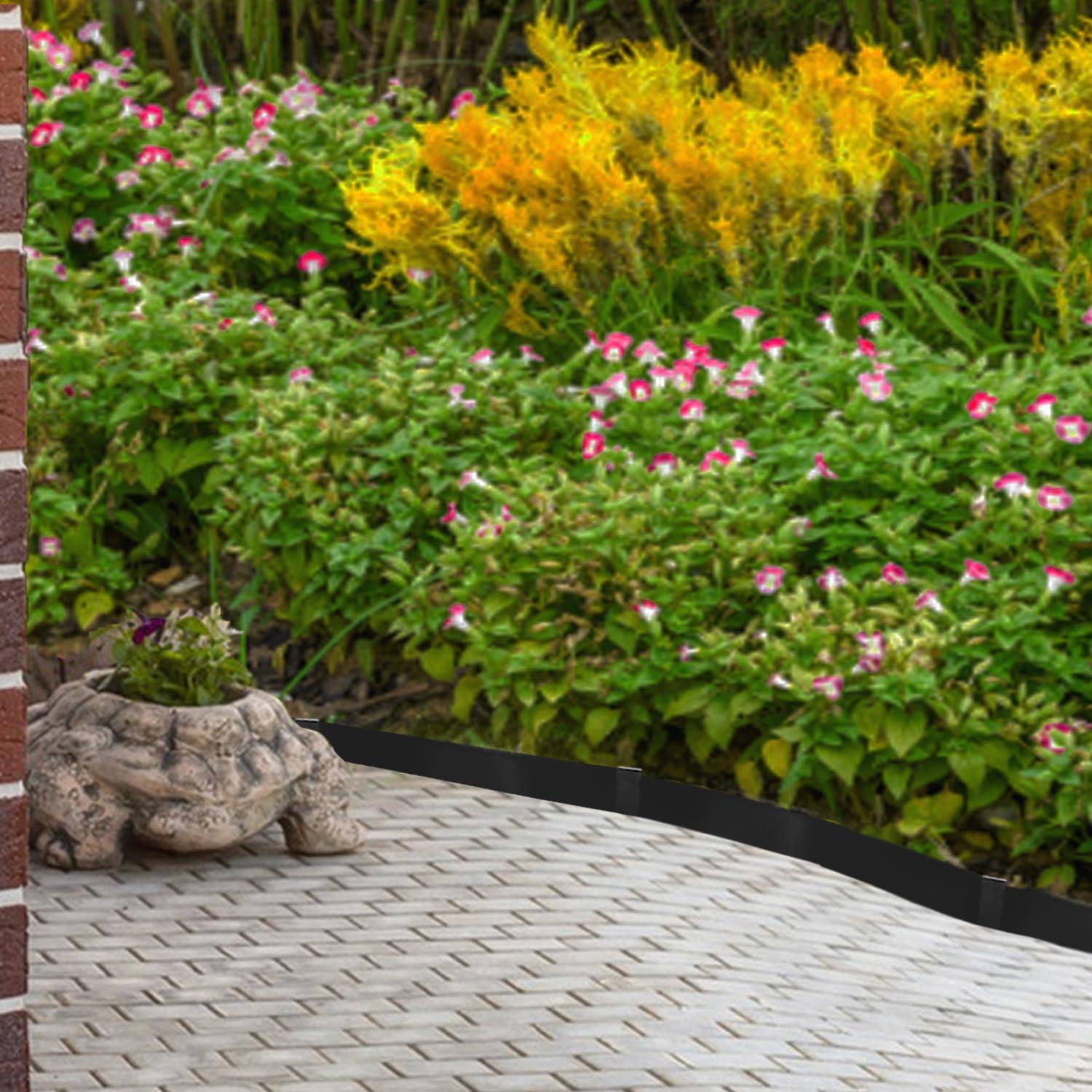 Hugeleaf Metal Landscape Edging, 40” L x 6.5” H Metal Edging for Landscaping with 7Pcs Stakes, Metal Garden Edging Pack of 6 (20 Feet Total Length)