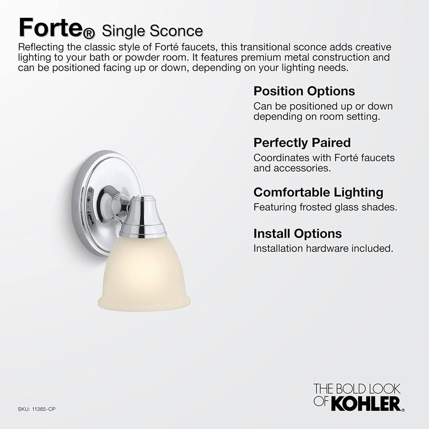 Forte 1 Light Indoor Bathroom Wall Sconce, Position Facing Up or Down, UL Listed