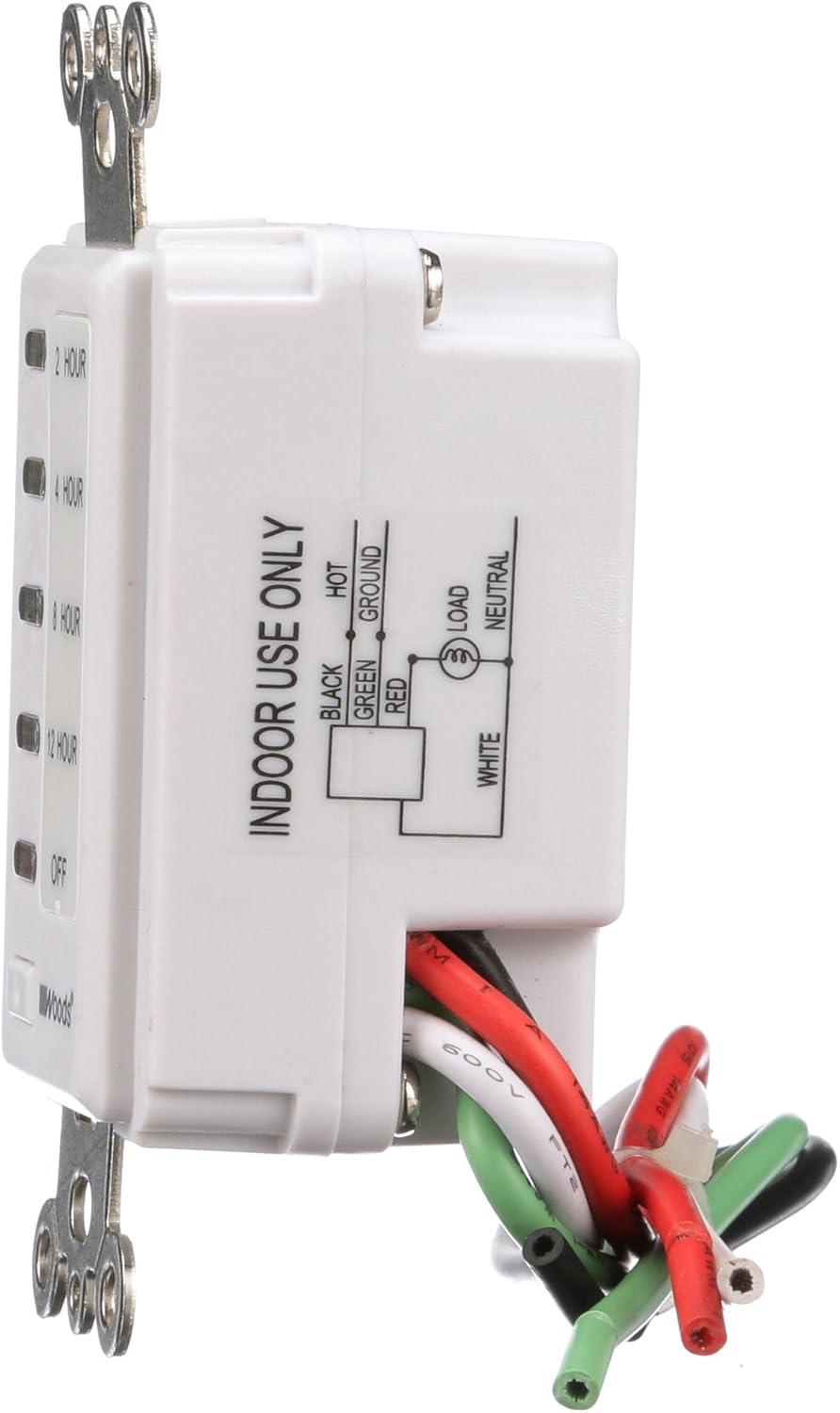 Woods 59014 In-Wall Switch Electronic Timer, 12 Hour, White