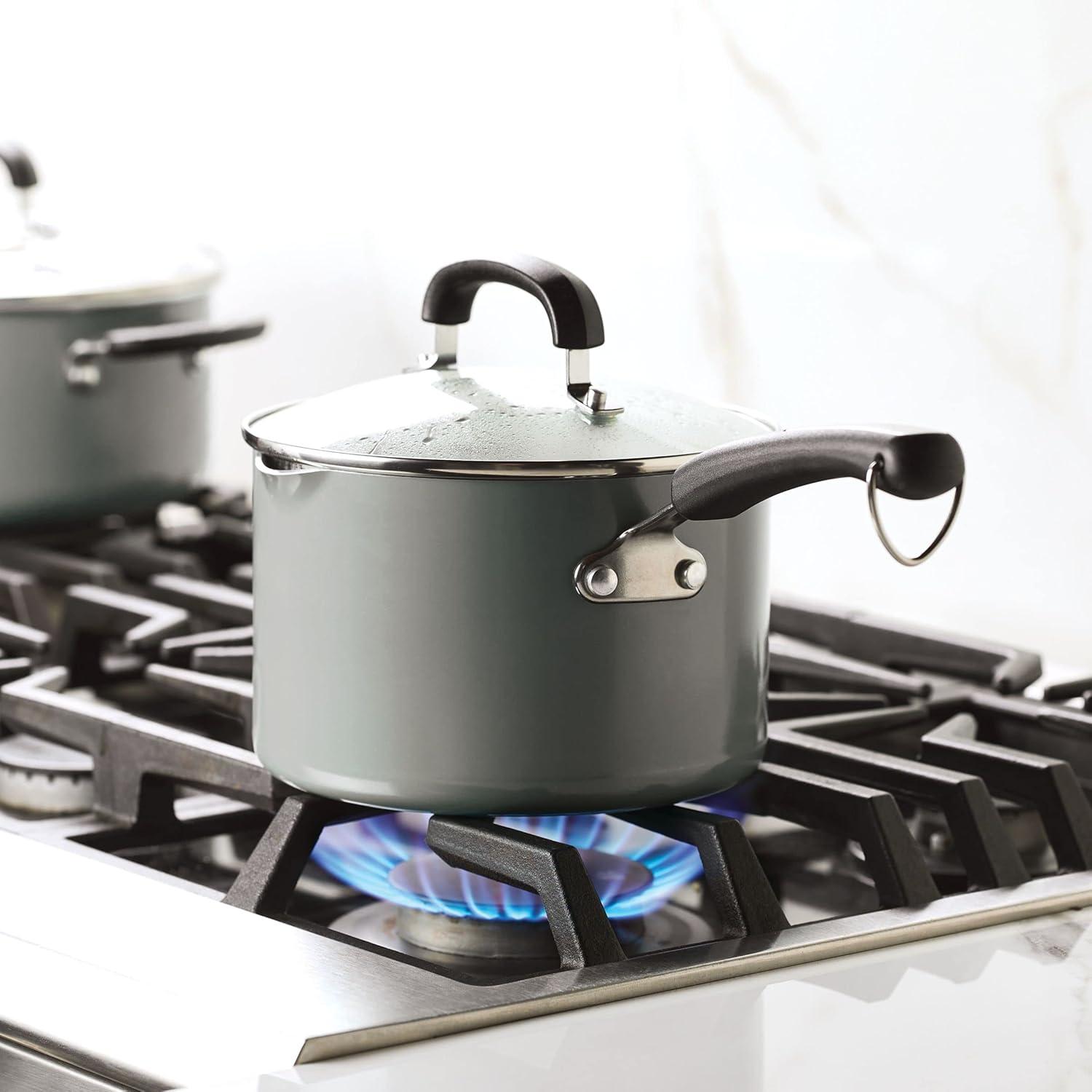 Farberware Eco Advantage Ceramic Nonstick Straining Saucepan With Lid, 3-Quart