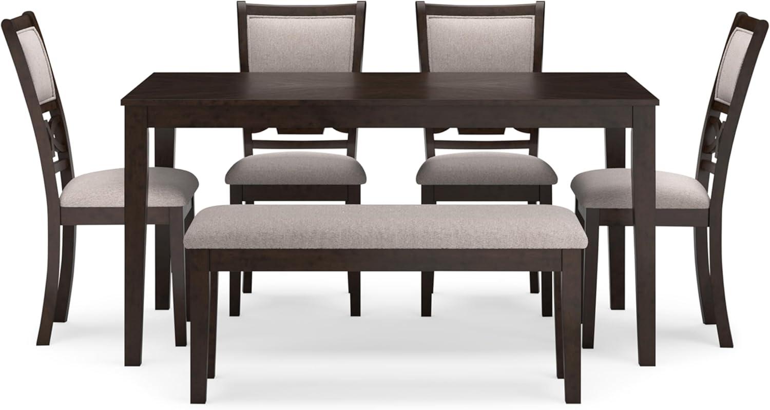 Ashley Furniture Langwest Brown Dining Table and 4 Chairs and Bench - Set of 6