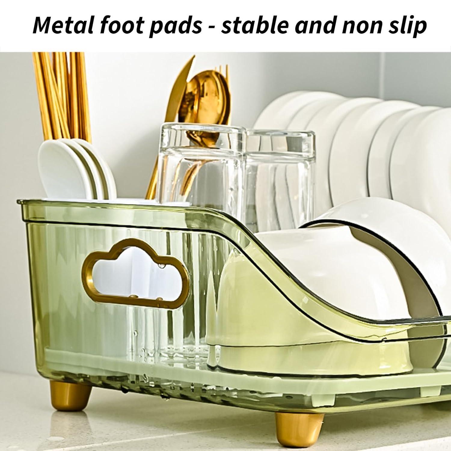 Summer Savings Rwvbm Dish Drying Rack With Drainboard Dish Drainers For Kitchen Counter With Sink Spout Dish Strainers With Utensil