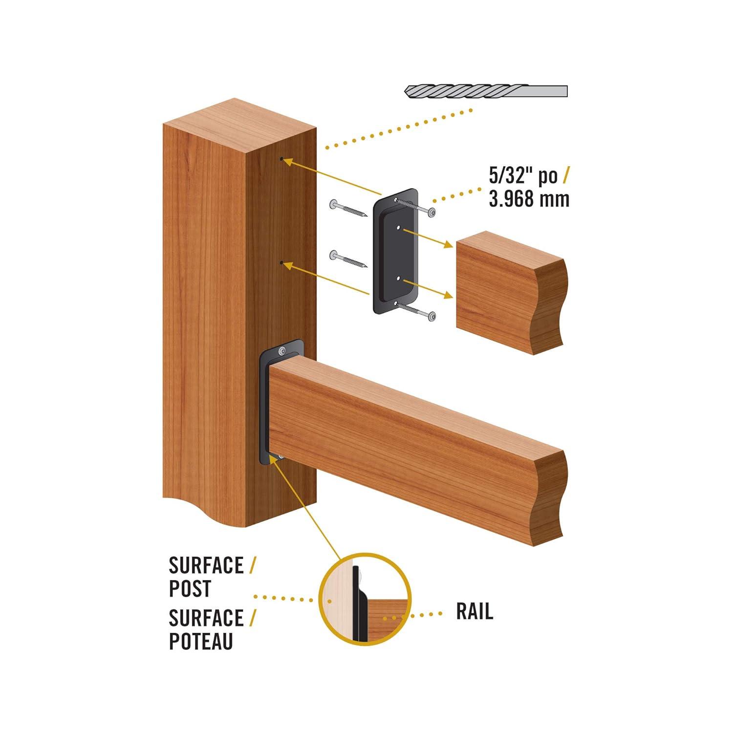 Black Powder-Coated Steel 2" x 4" Rail Hanger Bracket