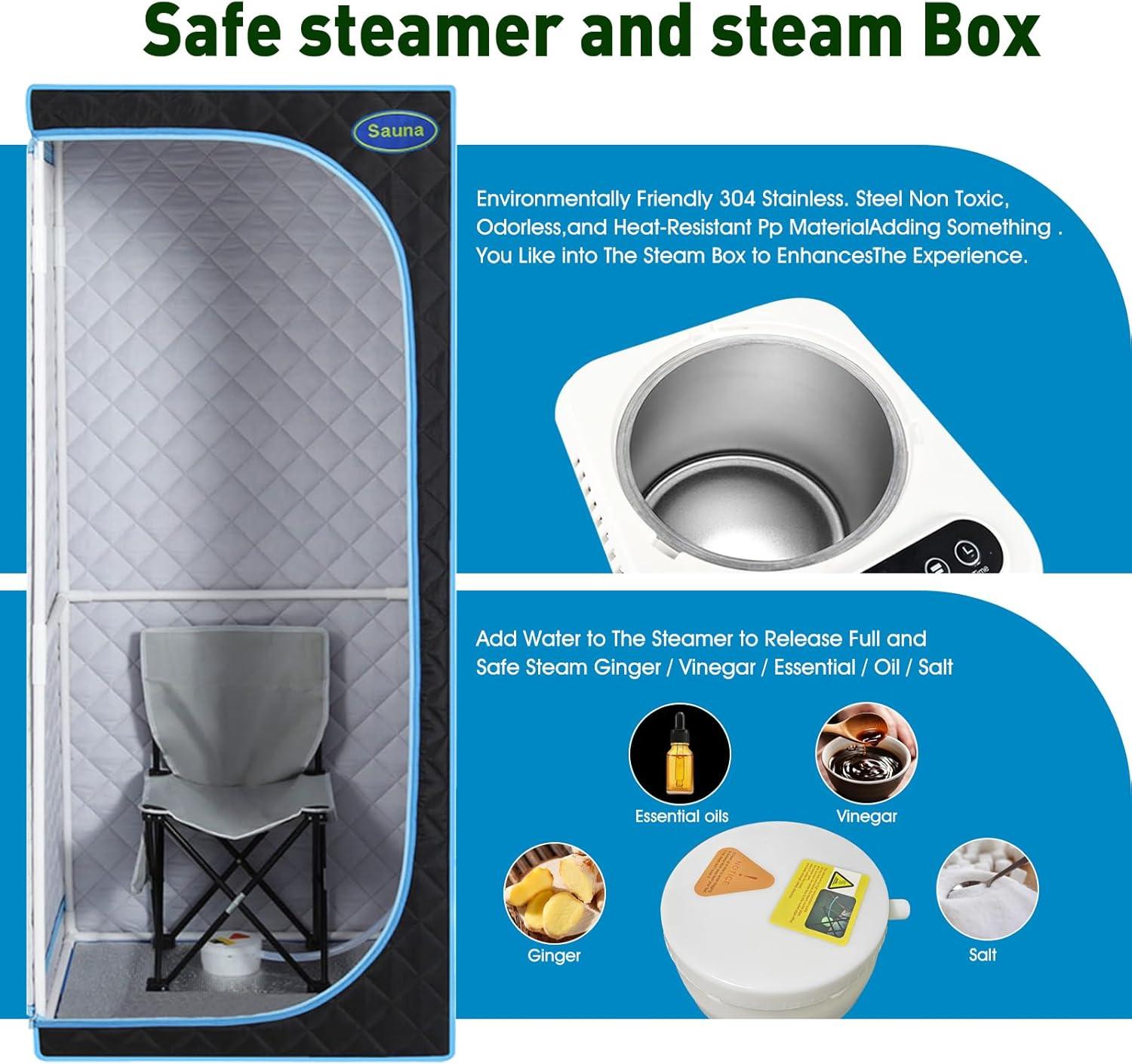 Portable Black Steam Sauna Tent with 1000W Steamer and Remote Control