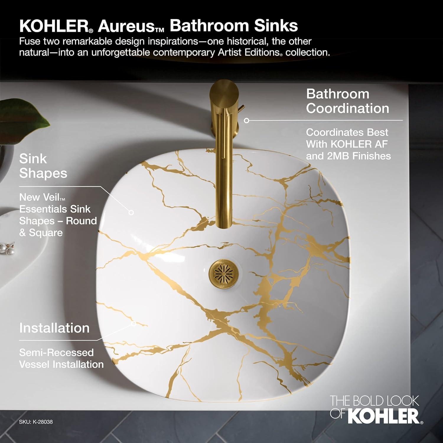 Aureus 16-3/4-Inround Semi-Recessed Vessel Bathroom Sink, No Overflow