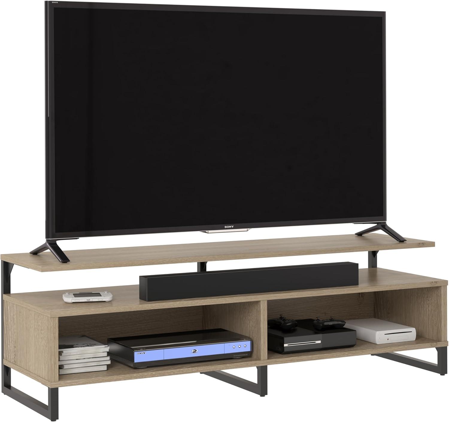 Whitby Transitional Golden Oak 60" TV Stand with Floating Shelf Design