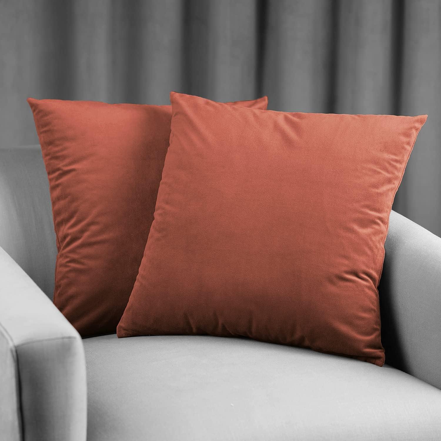 Exclusive Fabrics Signature Velvet Cushion Cover (Set of 2) Crimson Rust