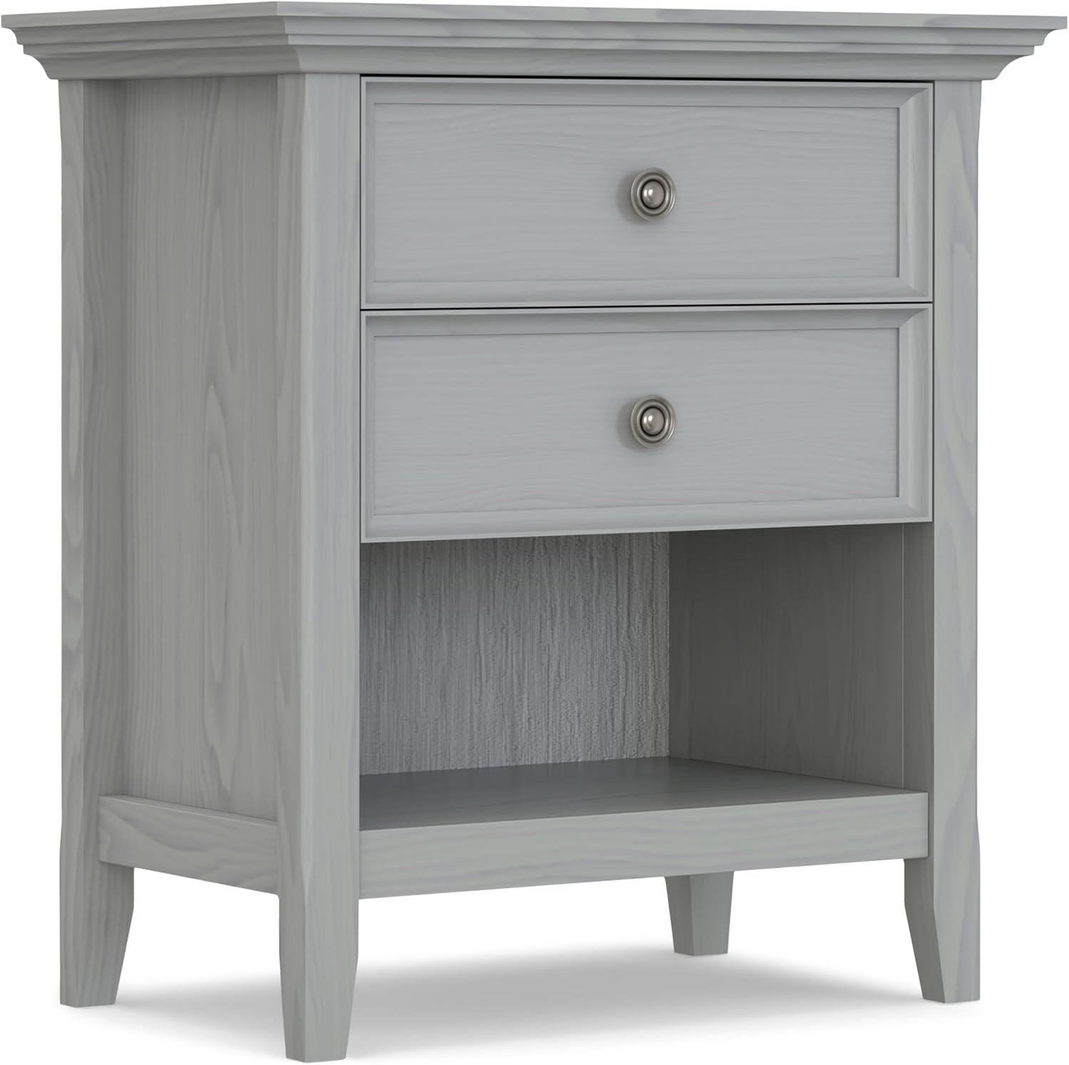 Simpli Home Amherst Solid Wood Bedside Table In Fog Grey