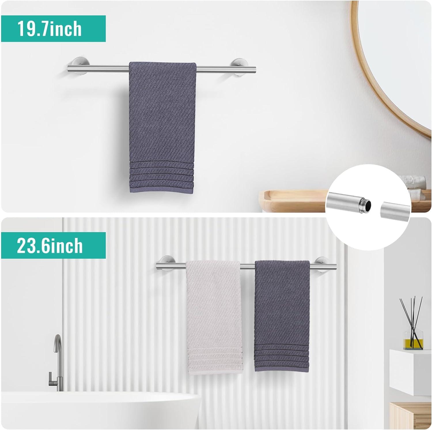 HOMEBYTE 6 Piece Stainless Steel Bathroom Towel Rack Set Wall Mount