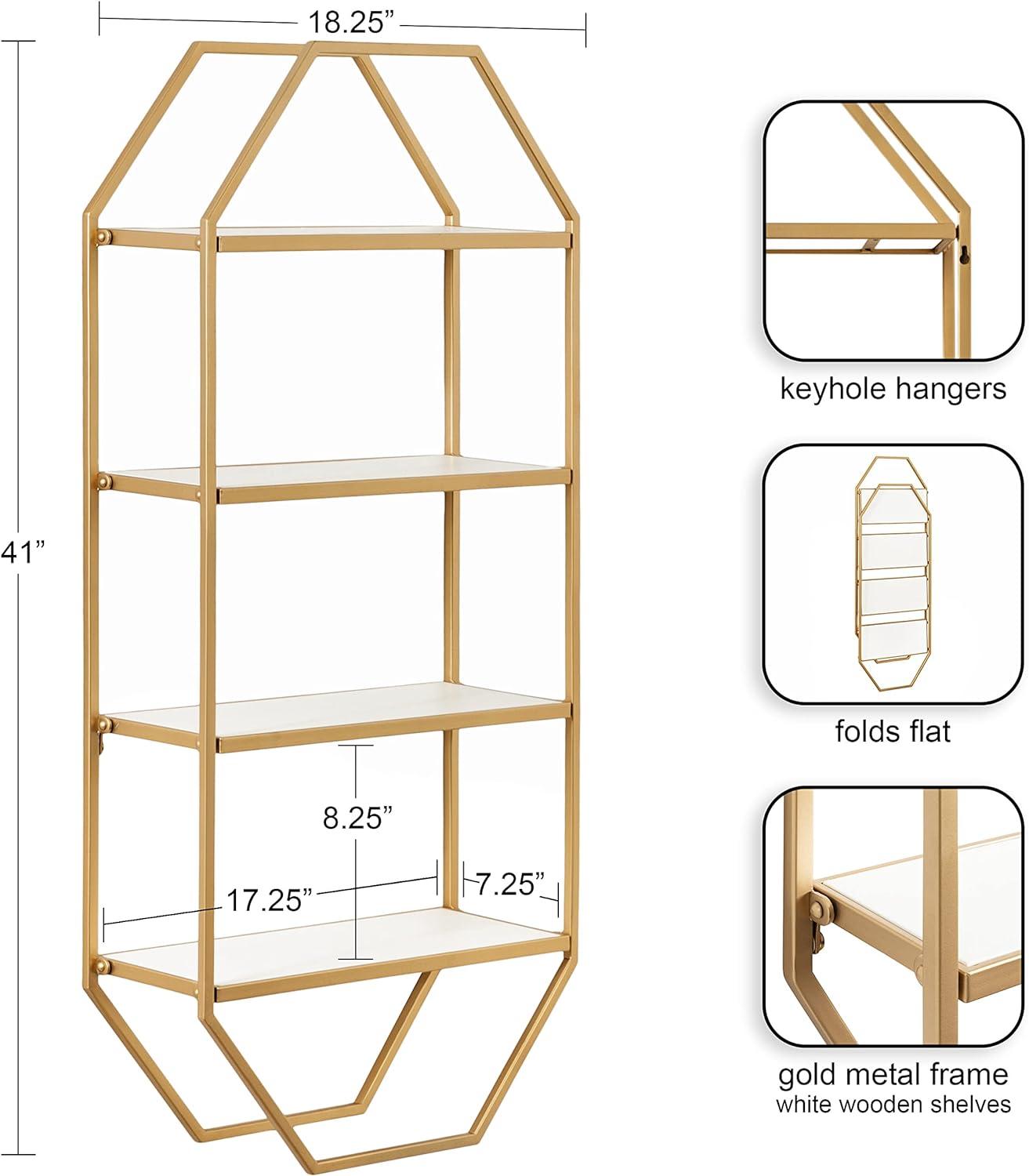 Kate and Laurel Adela Octagon Wood and Metal Shelf