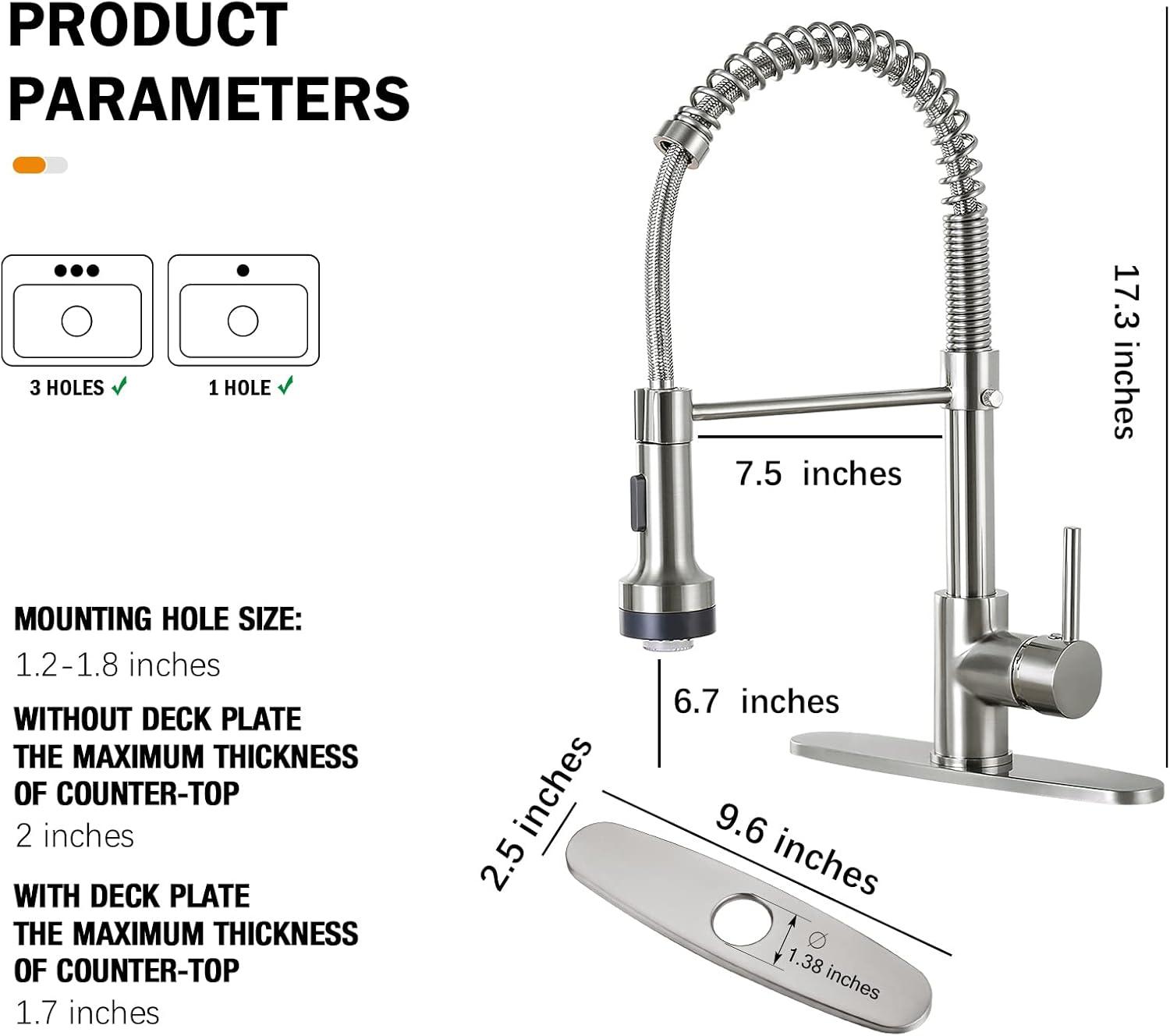 Brushed Nickel LED Pull-Out Spray Kitchen Faucet