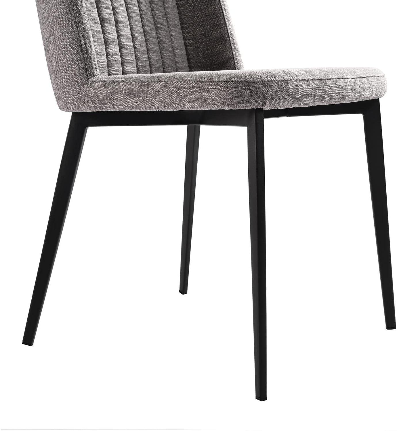 Set of 2 Gray Upholstered Metal Dining Chairs