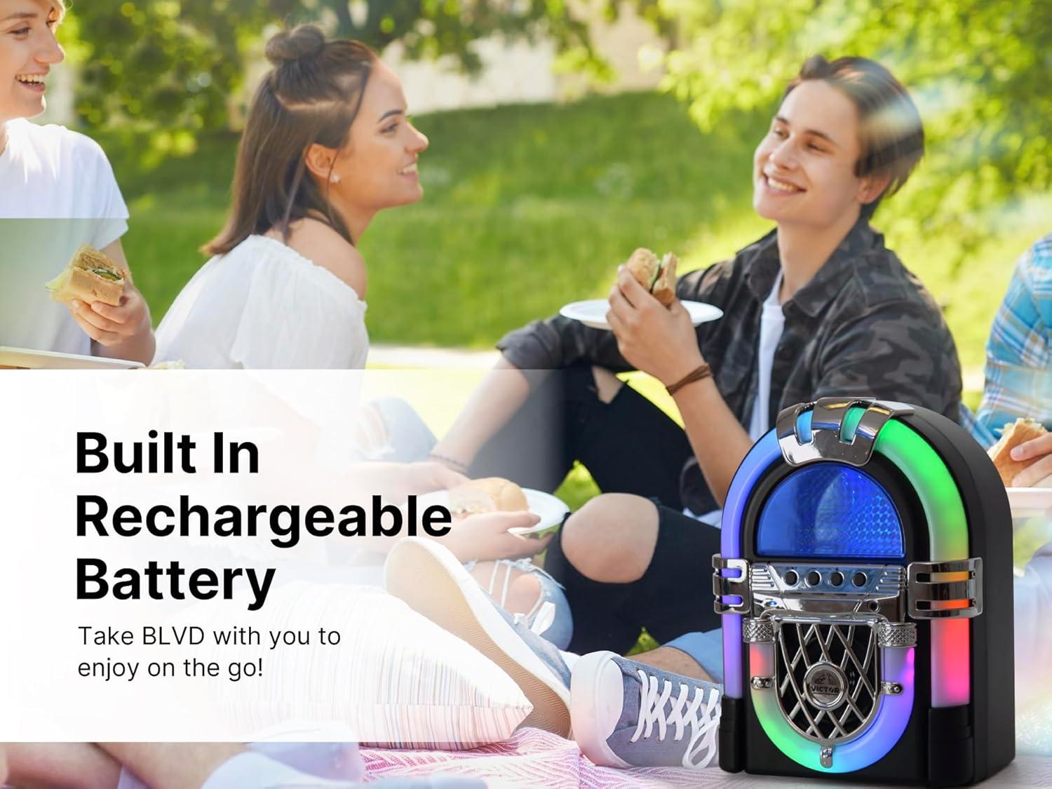 Sakar Victor Mini Bluetooth Jukebox with Multicolor LED Lighting