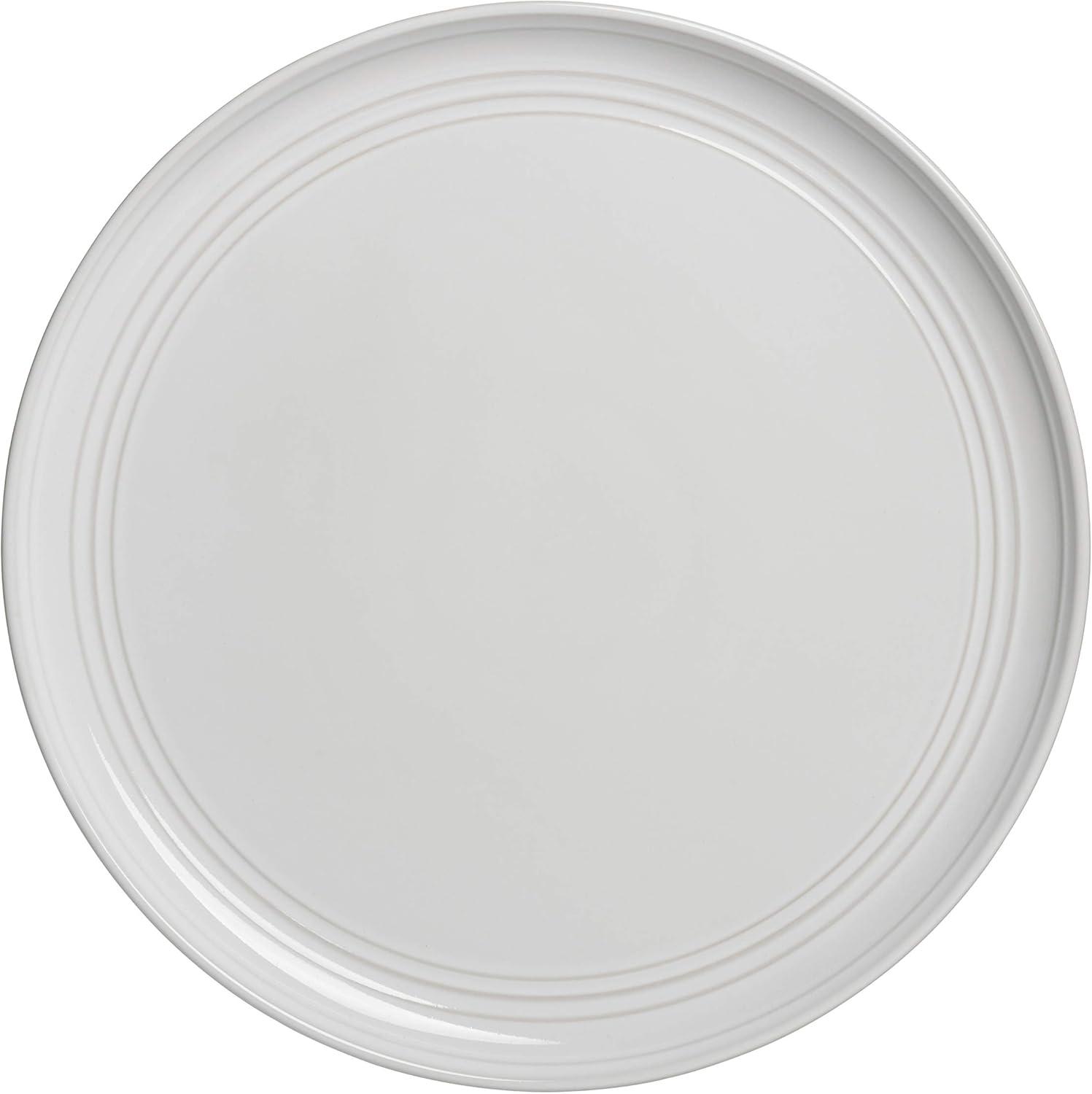 White Ceramic Round Microwave-Safe Dinner Plates, Set of 6