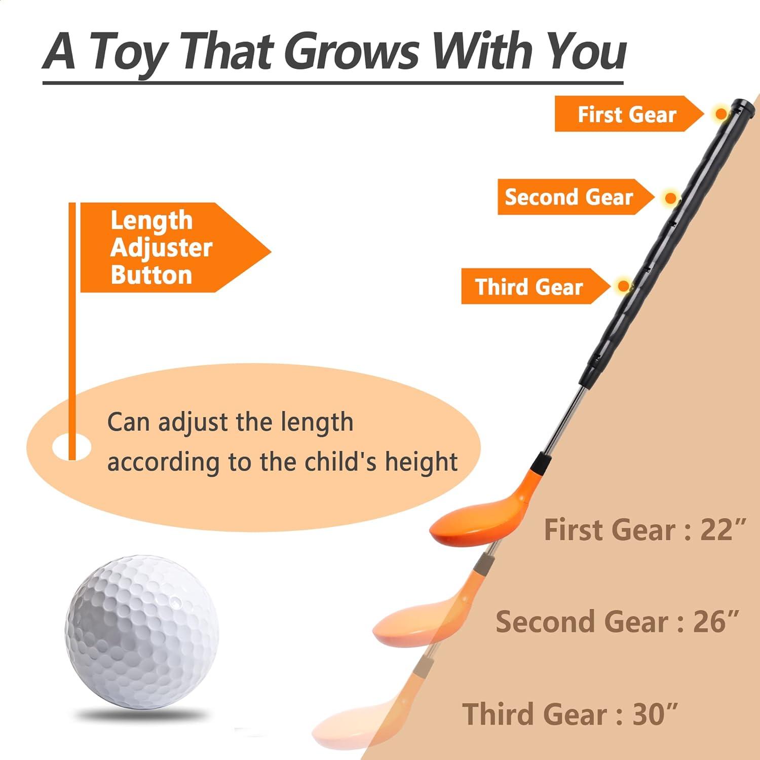 iPlay, iLearn Kids Golf Toys Set, Left & Right Golf Head, Indoor & Outdoor Golf Ball Game, Sports Gaming Clubs, Learning Active Exercise Gifts for 3-8 Year Olds, Toddler Boy Girl Child, Orange