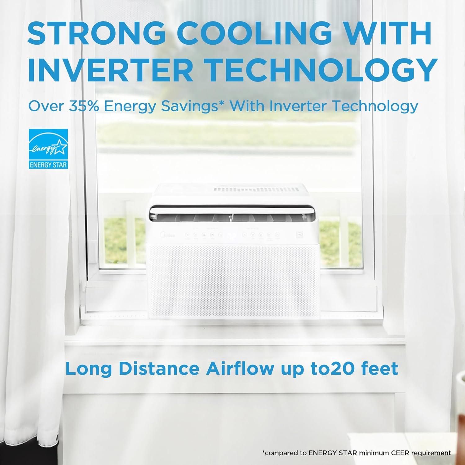 Midea U-shaped 12,000 BTU Energy Star Window Air Conditioner with Remote and WiFi Control