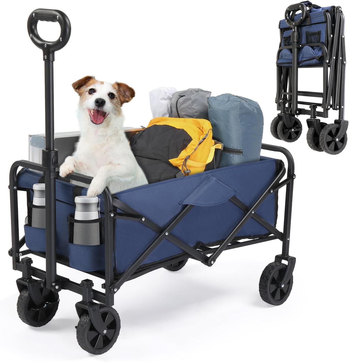 Collapsible Wagon with Big Wheels for Sand, Grocery, Garden, Park, Picnic, Camping, Beach Trip