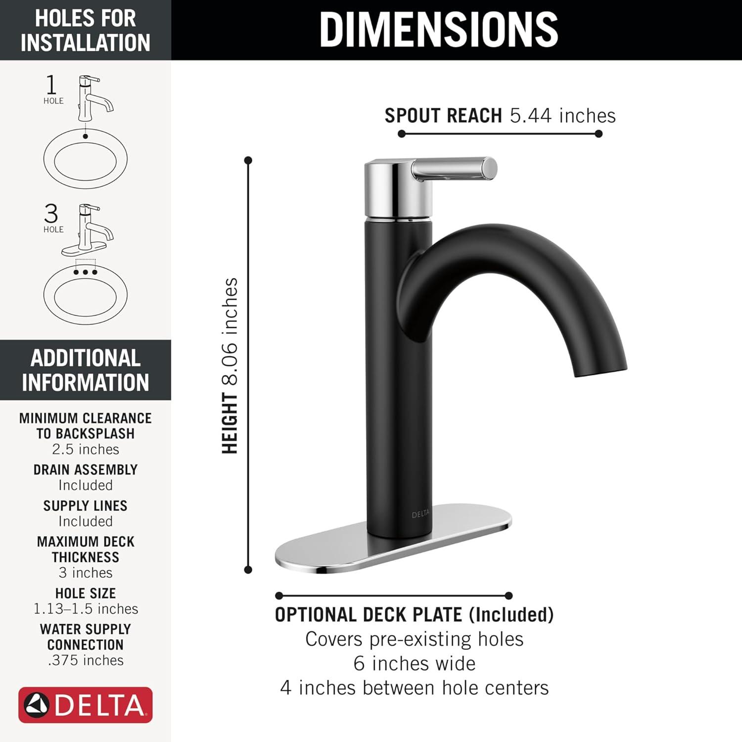 Matte Black and Chrome Single Handle Bathroom Faucet