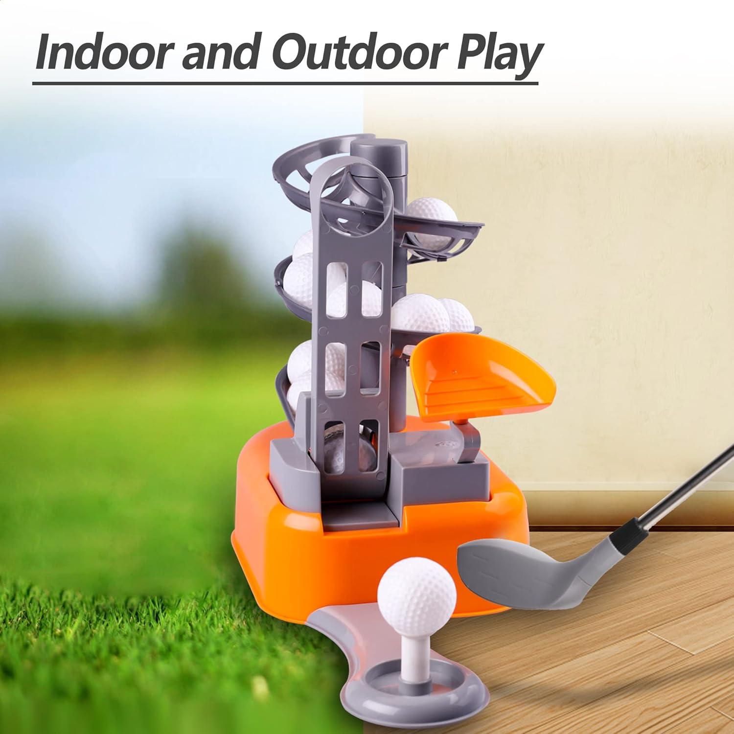 iPlay, iLearn Kids Golf Toys Set, Left & Right Golf Head, Indoor & Outdoor Golf Ball Game, Sports Gaming Clubs, Learning Active Exercise Gifts for 3-8 Year Olds, Toddler Boy Girl Child, Orange