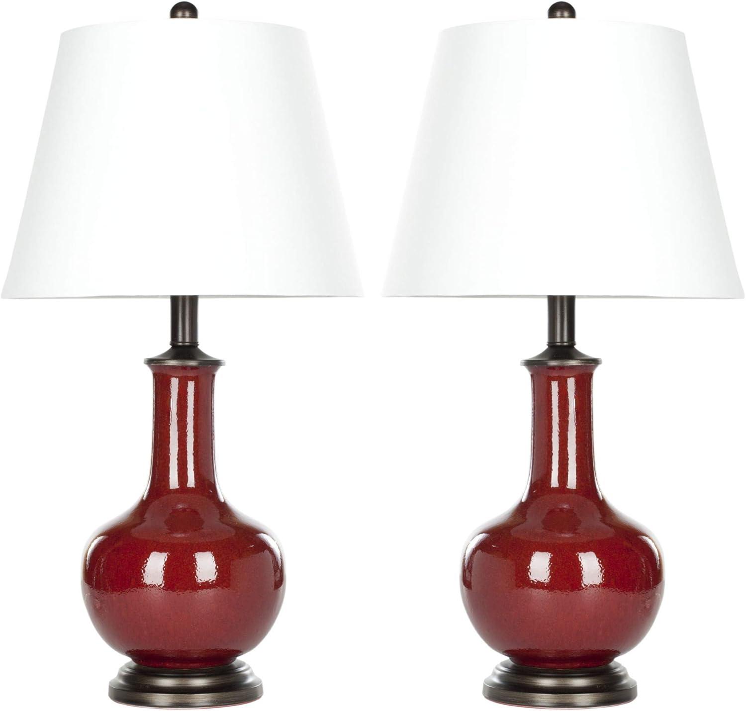 Carolanne Ceramic Lamp (Set of 2) - Red - Safavieh