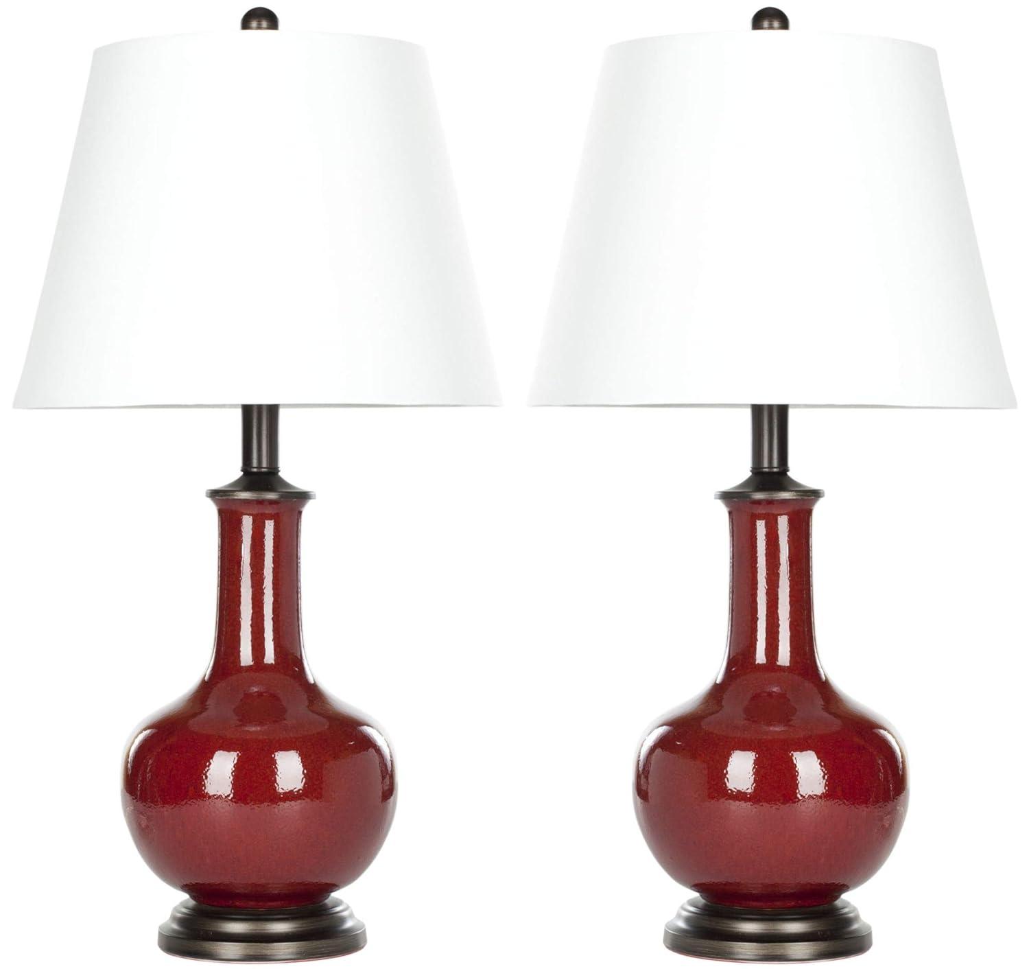 Carolanne Ceramic Lamp (Set of 2) - Red - Safavieh