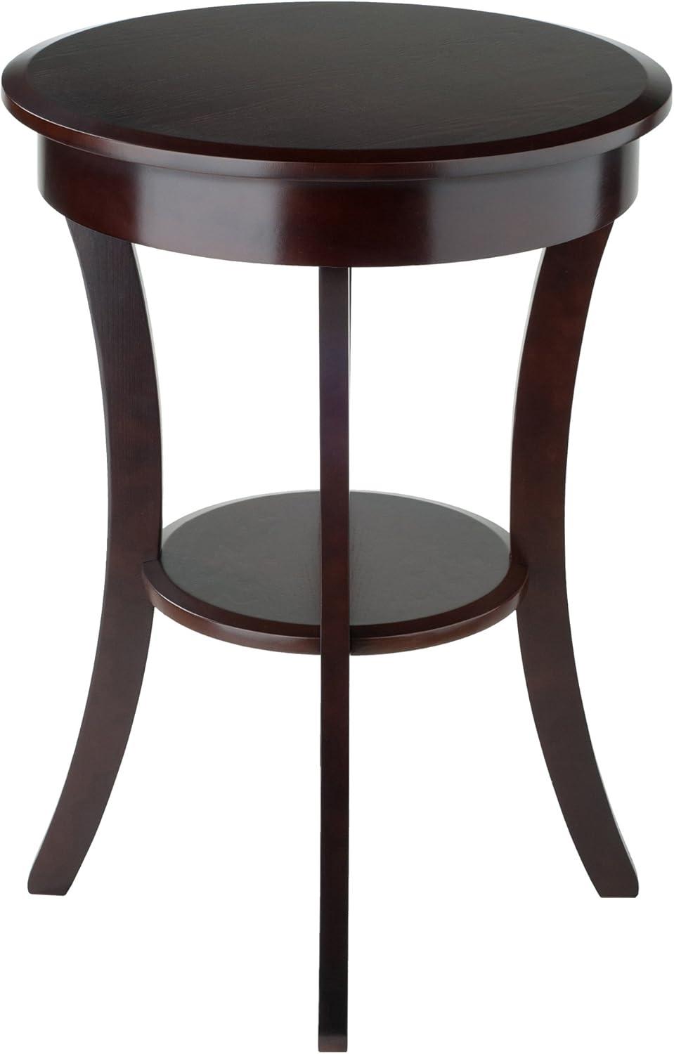 Sasha Round Accent Table - Cappuccino - Winsome: Flared Legs, Wood Composite, Storage Shelf