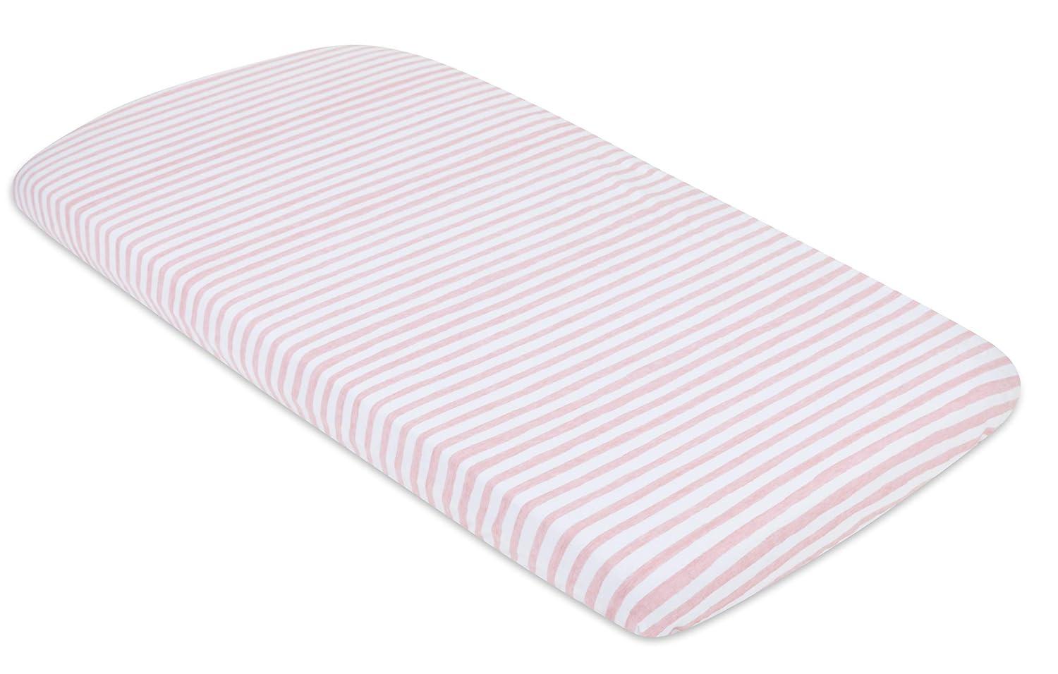 Ely's & Co. Baby Fitted Waterproof Crib Sheet  100% Combed Jersey Cotton  Mauve Pink Stripes & Splash 2 Pack