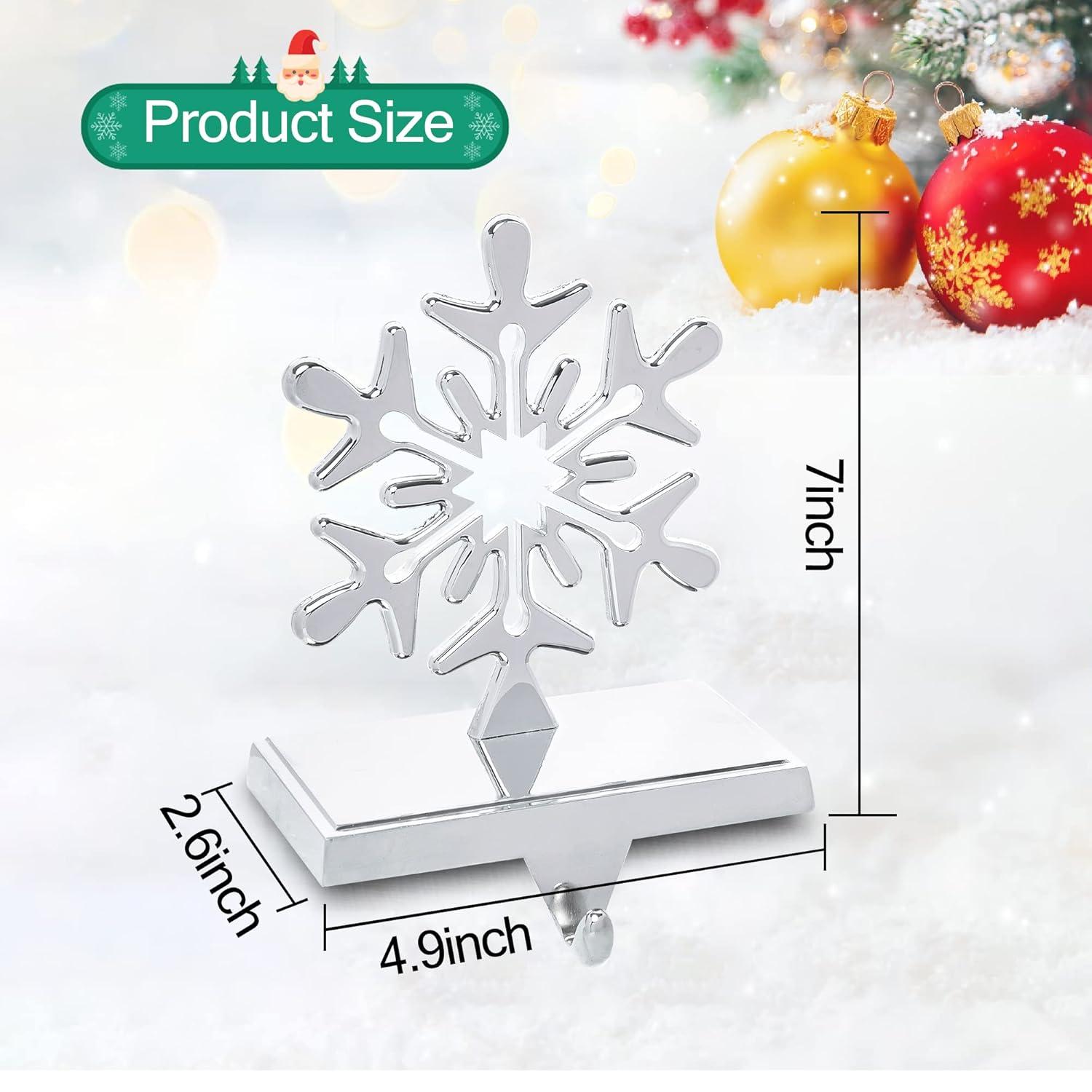 Season 4 Sparkles 4 Pieces Snowflake Stocking Holder Metal for Hanging Stockings