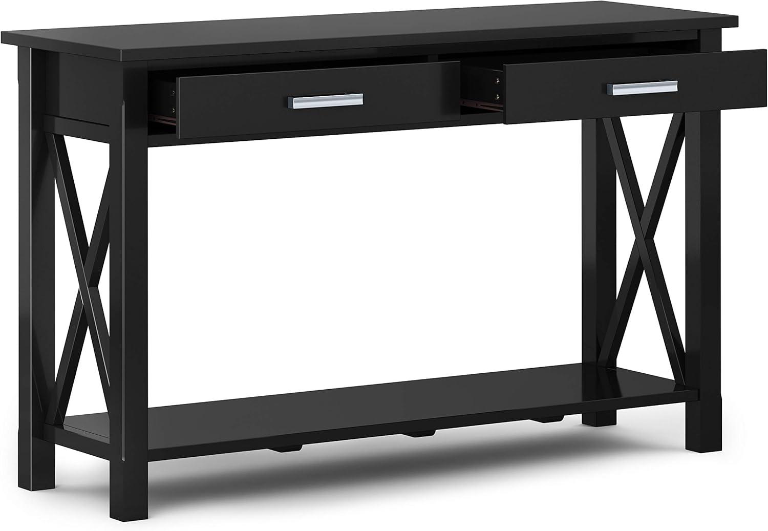 Simpli Home Kitchener 47"W Solid Wood Contemporary Storage Console Table with 2 Drawers and Bottom Storage Shelf