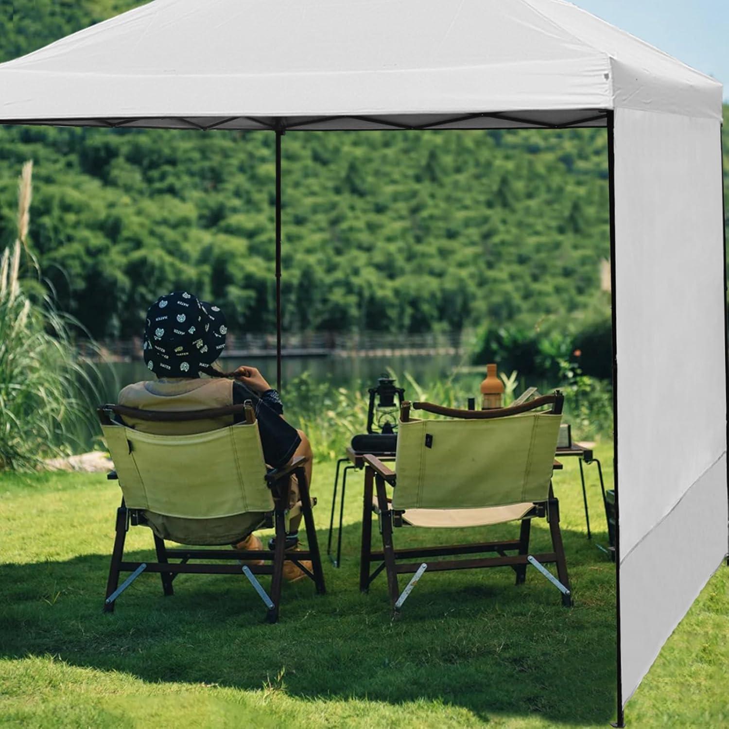 Canopy Sunwall Sidewall Gazebos Tent Waterproof for 10x10ft Pop up Canopy Straight Leg Gazebos Outdoor Instant Canopies 1 Pcs White Canopy Sidewall Only