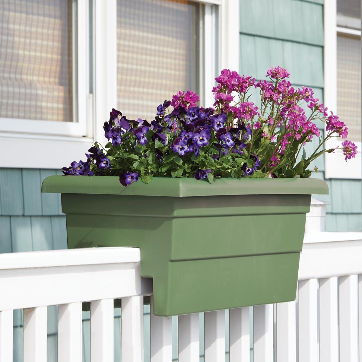 Bloem Classic Rectangular Deck Rail Planter, Sage, 24in