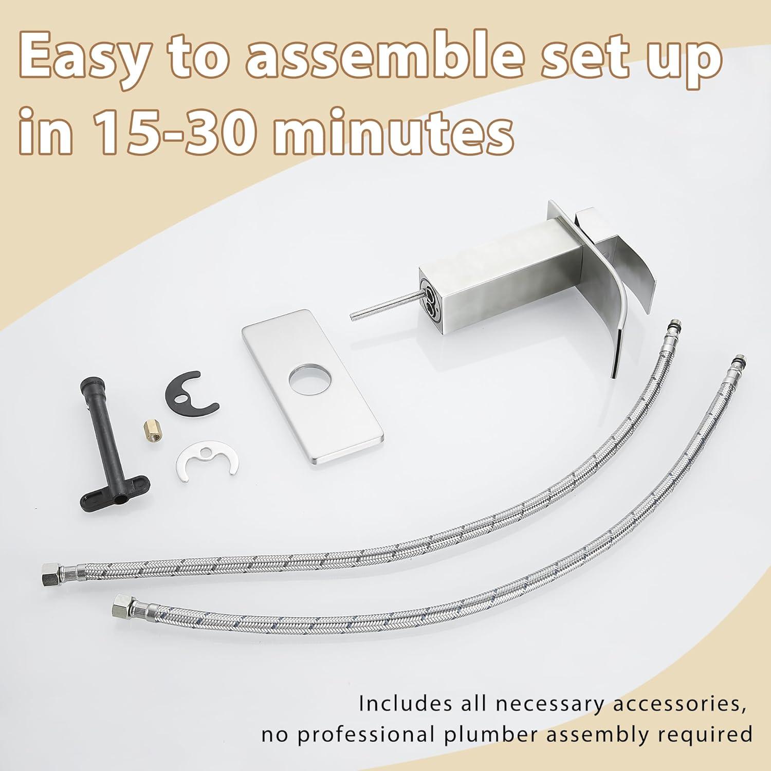 Waterfall Bathroom Faucet,Single Handle 1 Or 3 Hole Bathroom...