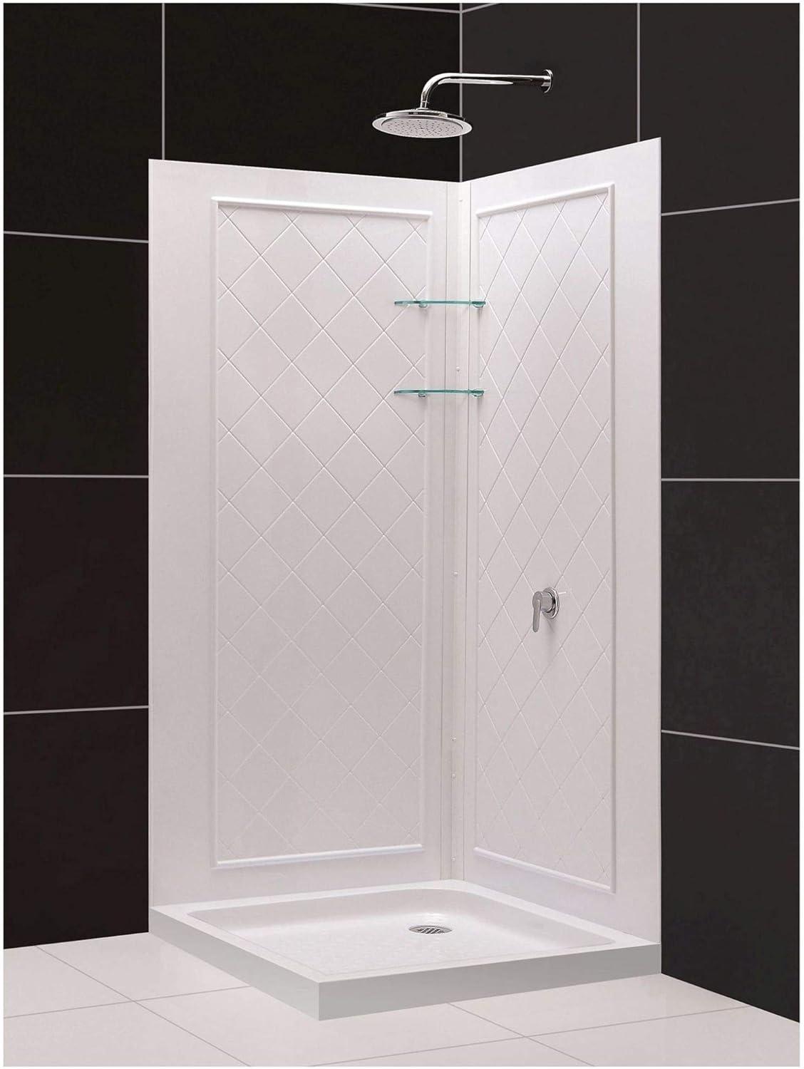 DreamLine Flex 32 in. D x 32 in. W x 76 3/4 in. H Semi-Frameless Shower Enclosure in Chrome with Corner Drain Base and Backwalls