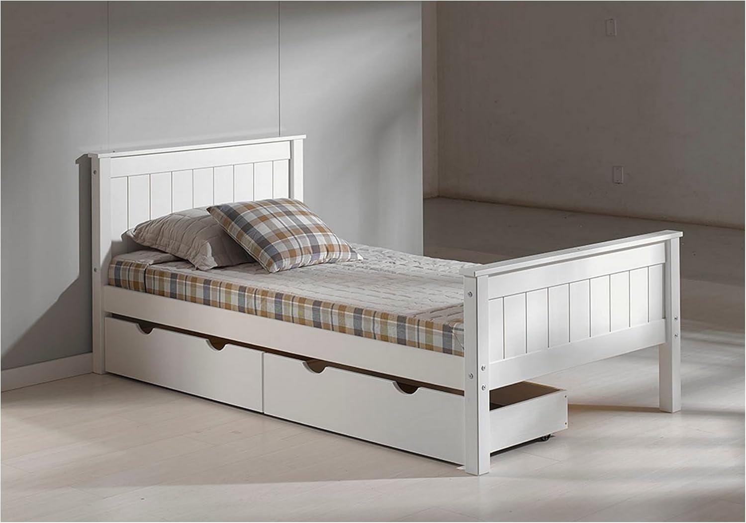 Alaterre Harmony Twin Bed with Storage Drawers, White