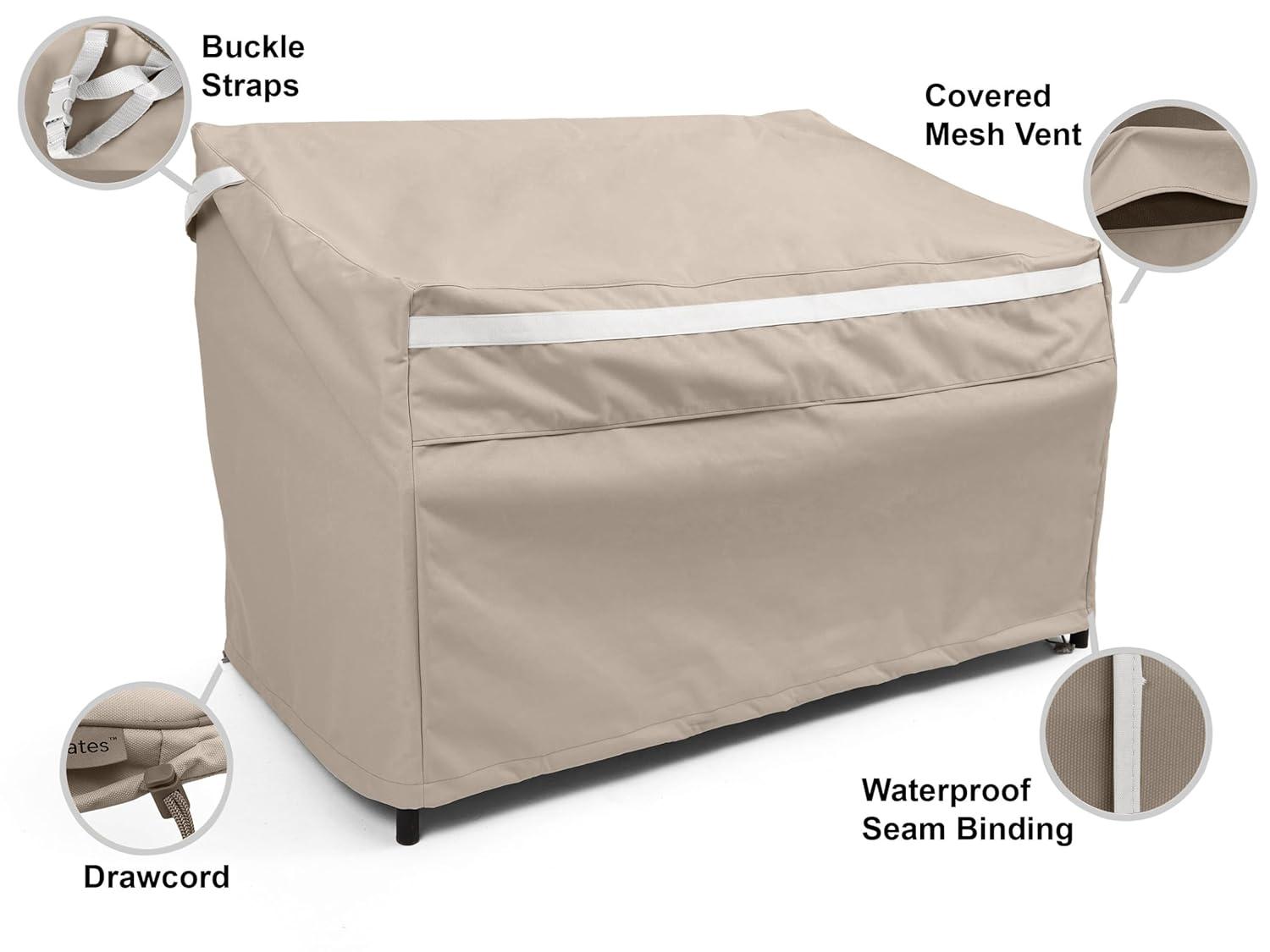 Covermates Outdoor Patio Sofa Cover - Premium Polyester, Weather Resistant, Drawcord Hem, Seating and Chair Covers, 123W x 34D x 34H, Clay