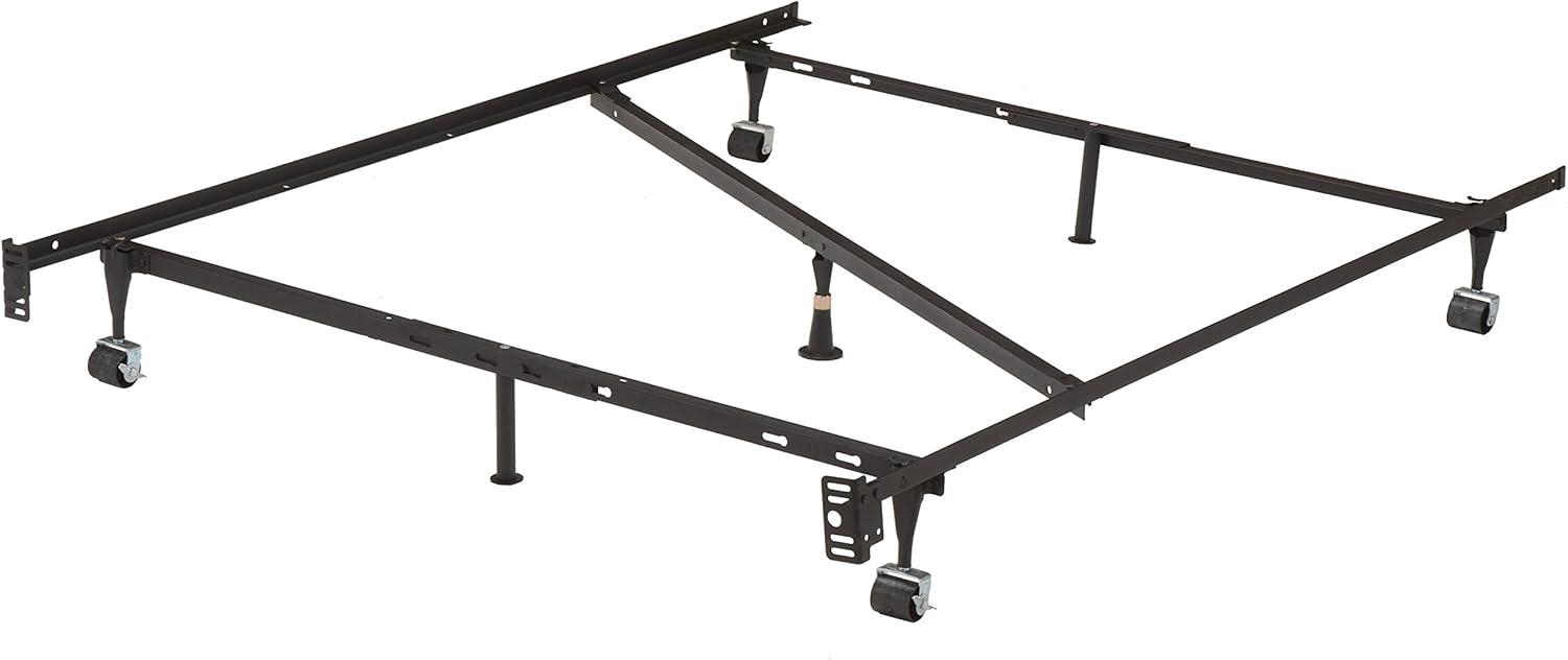 Adjustable Black Metal Bed Frame with Center Support Legs