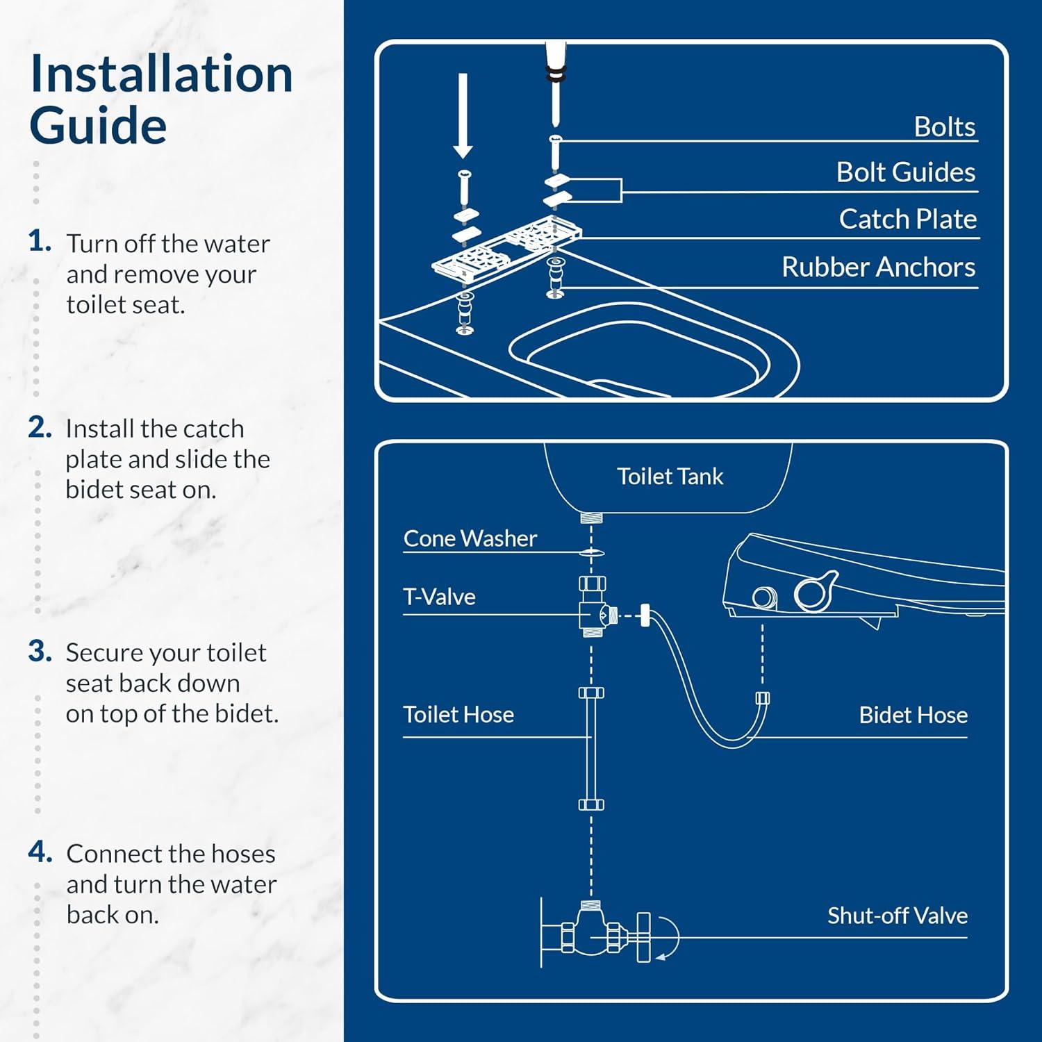 BB-500 White Heated Elongated Smart Bidet Toilet Seat