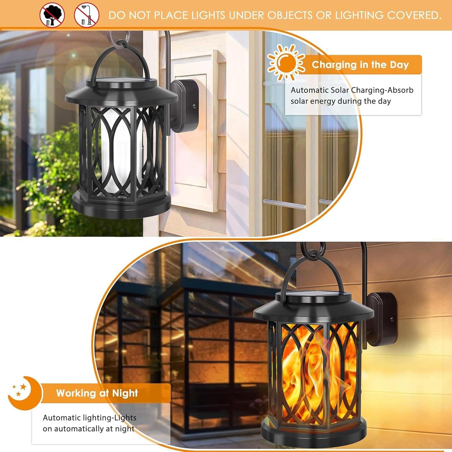 KOOPER Solar Lantern Outdoor Lights, Upgraded Flickering Candle Solar Lanterns Lights Outdoor Waterproof, Hanging Outdoor Solar Lanterns Lights, Solar Powered Lanterns For Yard Garden Decor (Set of 2)